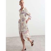 JAEGER Watercolour Abstract Midi Shirt Dress Lilac Mix