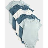 M&S 5 Pack Pure Cotton Bodysuits (7lbs-3 Yrs) Aqua Marine