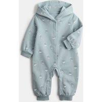 M&S Cotton Rich Milk Hooded All in One (0-3 Yrs) Blue
