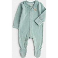 M&S Velour Sleepsuit (0-12 Mths) Light Mint