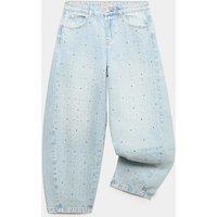 M&S Denim Diamante Baggy Barrel Jeans (6-16 Yrs) Light Denim
