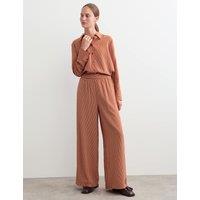 JAEGER Pure Silk Striped Wide Leg Trousers Copper