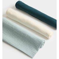 M&S 3 Pack Pure Cotton Muslins Aqua Marine