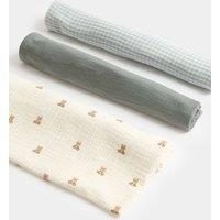M&S 3 Pack Pure Cotton Muslin Squares Cream Mix
