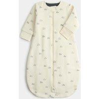M&S 2.5 Tog Pure Cotton Dino Sleeping Bag (0-3 Yrs) Light Cream