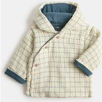M&S Pure Cotton Check Padded Hooded Jacket (7lbs - 1 Yrs) Light Cream