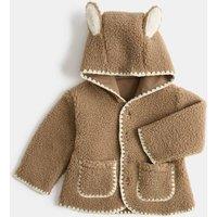 M&S Borg Jacket with Ears (0-12 Mths) Mushroom