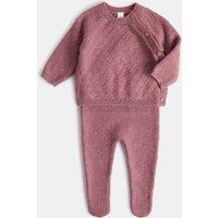M&S 2pc Cotton Rich Pointelle Knitted Outfit (7lbs - 1 Yrs Praline