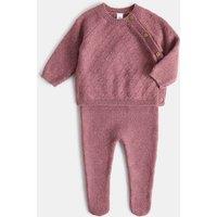M&S 2pc Cotton Rich Pointelle Knitted Outfit (7lbs - 1 Yrs Praline