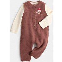 M&S Knitted Dungaree Outfit (0-12 Mths) Conker