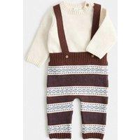 M&S 2 Piece Cotton Rich Knitted Outfit (Newborn-12 Mths) Conker
