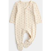 M&S Cotton Blend Cosy Sleepsuit (7lbs - 1 yrs) Light Natural