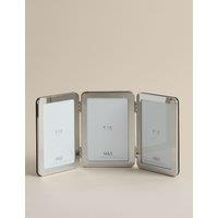 M&S Thick Rounded Triple Photo Frame 4x6 inch Silver