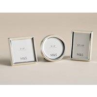 M&S Set of 3 Ribbed Silver Plated Photo Frames Silver