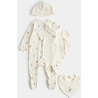 M&S 4 Piece Cotton Rich Peter Rabbit Starter Set (Newborn-9 Mths) Light Cream
