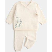 M&S 2 Piece Peter Rabbit Knitted Outfit (7lbs-12 Mths) Light Cream