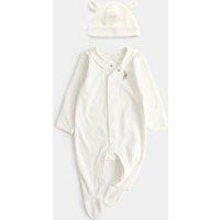 M&S 2 Piece Peter Rabbit Sleepsuit & Hat (7lbs - 1 Yrs) Light Cream
