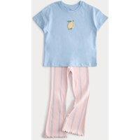 M&S Two Piece Cotton Rich Lemon Kickflare Outfit (2-10 Yrs) Multi
