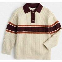 M&S Knitted Stripe Collared Jumper (2-8 Yrs) Cream Mix