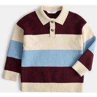 M&S Striped Rugby Knitted Jumper (2-8 Yrs) Burgundy Mix