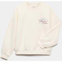 M&S Cotton Rich Diamante Graphic Sweatshirt (6-16 Yrs) Ecru