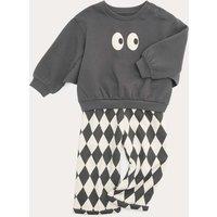 M&S Cotton Rich Top & Bottom Outfit (0-5 Yrs) Black Mix