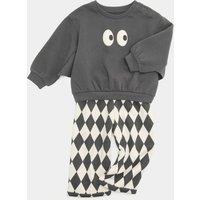 M&S Cotton Rich Top & Bottom Outfit (0-5 Yrs) Black Mix