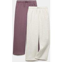 M&S 2 Pack Cotton Rich Wide Leg Joggers (6-16 Yrs) Multi