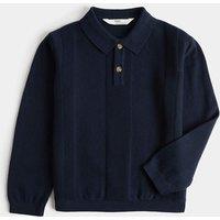 M&S Pure Cotton Knitted Polo Shirt (2-8 Yrs) Navy