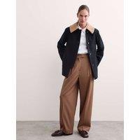 JAEGER Wool Rich Collared Coat Navy