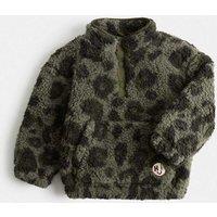 M&S Borg Animal Print Jacket (2-8 Yrs) Green Mix