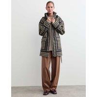 JAEGER Waterproof Checked Hooded Short Raincoat Black Mix