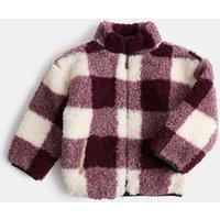 M&S Borg Checked Jacket (2-8 Yrs) Burgundy Mix