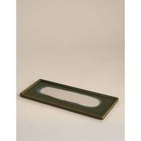 M&S Medium Glazed Ceramic Trinket Tray Green