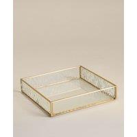 M&S Small Mottled Glass Trinket Tray Antique Brass