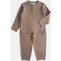 M&S 2 Piece Cotton Rich Waffle Knitted Outfit (2-8 Yrs) Brown Mix