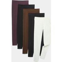M&S 5 Pack Cotton Rich Leggings (6-16 Yrs) Multi