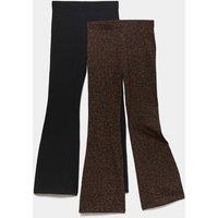 M&S 2 Pack Cotton Rich Kickflare Leggings (6-16 Yrs) Black Mix
