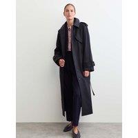 JAEGER Wool Blend Longline Trench Coat Navy