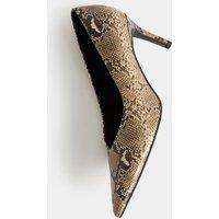 M&S Snake Print Stiletto Heel Pointed Court Shoes Cream Mix