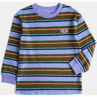 M&S Pure Cotton Textured Striped Top (2-8 Yrs) Purple Mix
