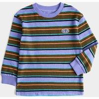 M&S Pure Cotton Textured Striped Top (2-8 Yrs) Purple Mix