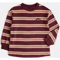 M&S Pure Cotton Textured Striped Top (2-8 Yrs) Burgundy Mix