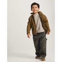 M&S Cotton Rich Leopard Print Carpenter Jeans (2-8 Yrs) Brown Mix