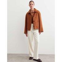 JAEGER Double Faced Wool Collared Short Jacket Copper