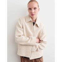 JAEGER Italian Wool Rich Trucker Jacket Ivory