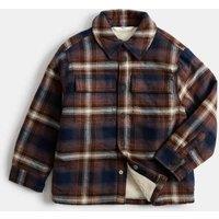 M&S Pure Cotton Borg Lined Checked Jacket (2-8 Yrs) Navy Mix