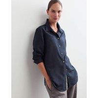 JAEGER Lyocell Rich Shirt with Silk and Wool Navy
