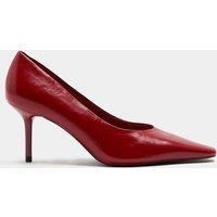 M&S Leather Stiletto Heel Chisel Toe Court Shoes Red