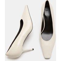 M&S Leather Stiletto Heel Chisel Toe Court Shoes White